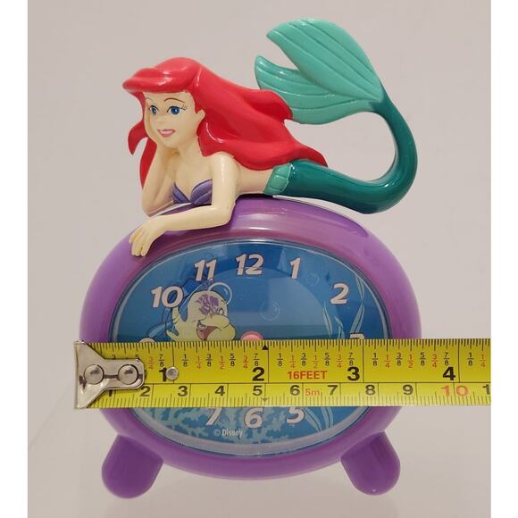 Vintage Disney The Little Mermaid Clock With Snooze Alarm Ariel Flounder Tested - Picture 15 of 15